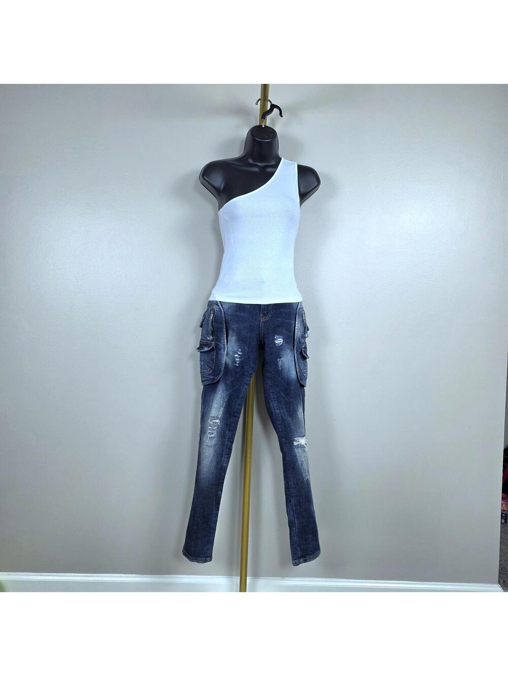 Grunge Madewell One-Shoulder Tank + VDR Jeans - sz S